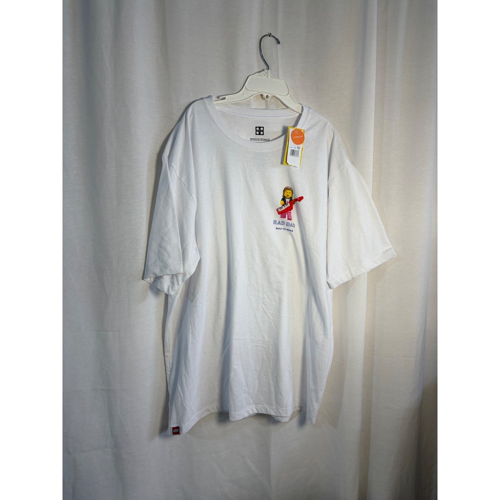 LEGO Rad Dad Built to Rock White Graphic T-Shirt Mens 2XL New With Tags